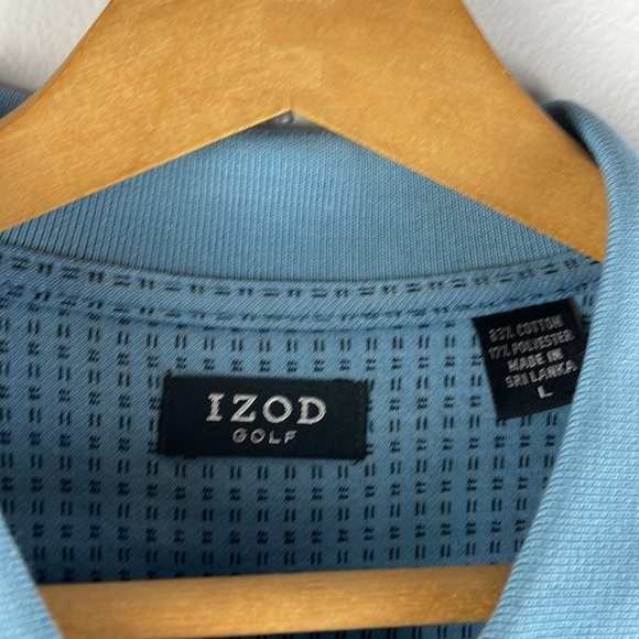 NWOT IZOD Golf  Men Polo Shirt SZ L Blue with Design Soft and Comfortable - Picture 6 of 9